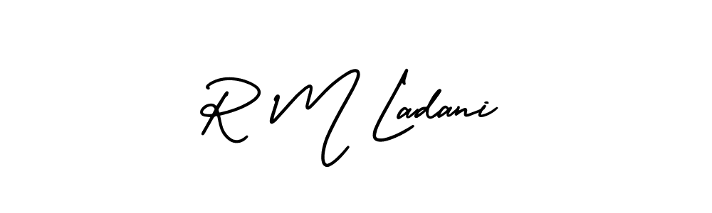 Also You can easily find your signature by using the search form. We will create R M Ladani name handwritten signature images for you free of cost using AmerikaSignatureDemo-Regular sign style. R M Ladani signature style 3 images and pictures png