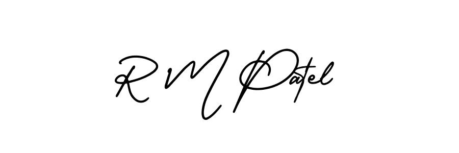 Use a signature maker to create a handwritten signature online. With this signature software, you can design (AmerikaSignatureDemo-Regular) your own signature for name R M Patel. R M Patel signature style 3 images and pictures png