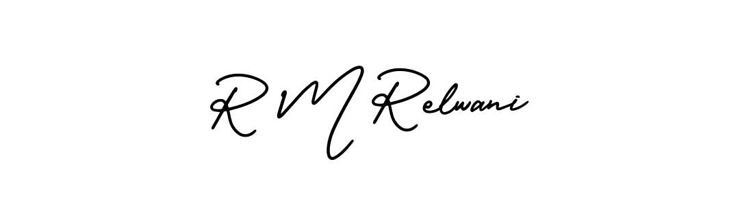 Make a beautiful signature design for name R M Relwani. With this signature (AmerikaSignatureDemo-Regular) style, you can create a handwritten signature for free. R M Relwani signature style 3 images and pictures png