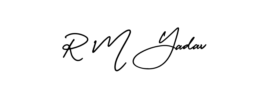 Create a beautiful signature design for name R M Yadav. With this signature (AmerikaSignatureDemo-Regular) fonts, you can make a handwritten signature for free. R M Yadav signature style 3 images and pictures png