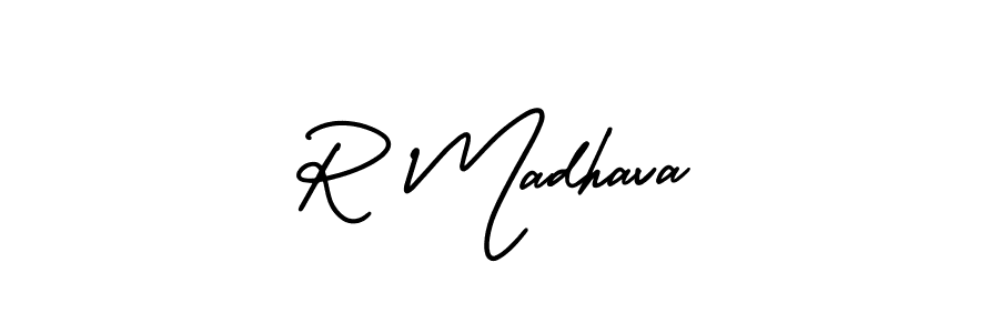 if you are searching for the best signature style for your name R Madhava. so please give up your signature search. here we have designed multiple signature styles  using AmerikaSignatureDemo-Regular. R Madhava signature style 3 images and pictures png