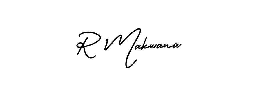 The best way (AmerikaSignatureDemo-Regular) to make a short signature is to pick only two or three words in your name. The name R Makwana include a total of six letters. For converting this name. R Makwana signature style 3 images and pictures png