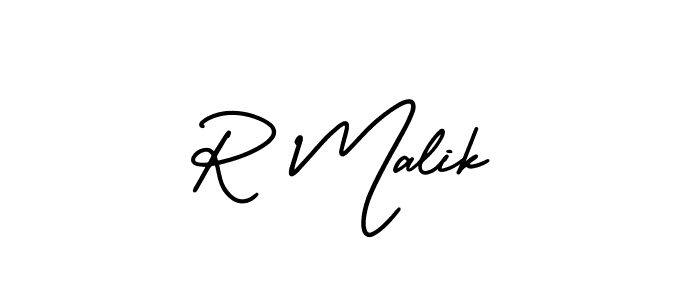 Design your own signature with our free online signature maker. With this signature software, you can create a handwritten (AmerikaSignatureDemo-Regular) signature for name R Malik. R Malik signature style 3 images and pictures png