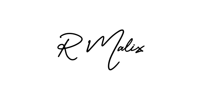 Use a signature maker to create a handwritten signature online. With this signature software, you can design (AmerikaSignatureDemo-Regular) your own signature for name R Malix. R Malix signature style 3 images and pictures png