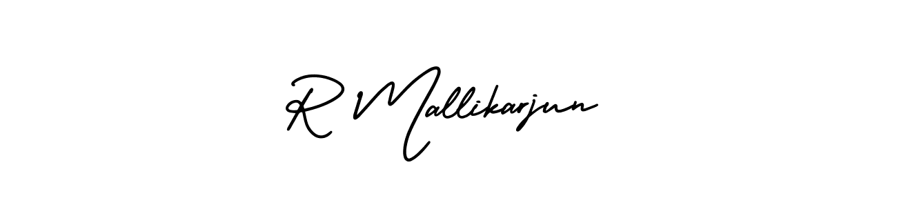 How to make R Mallikarjun name signature. Use AmerikaSignatureDemo-Regular style for creating short signs online. This is the latest handwritten sign. R Mallikarjun signature style 3 images and pictures png