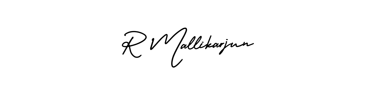 How to make R Mallikarjun name signature. Use AmerikaSignatureDemo-Regular style for creating short signs online. This is the latest handwritten sign. R Mallikarjun signature style 3 images and pictures png