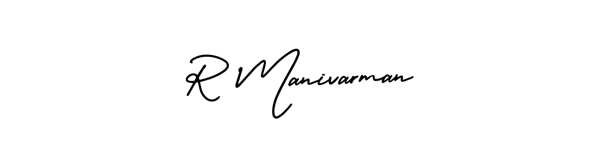 The best way (AmerikaSignatureDemo-Regular) to make a short signature is to pick only two or three words in your name. The name R Manivarman include a total of six letters. For converting this name. R Manivarman signature style 3 images and pictures png