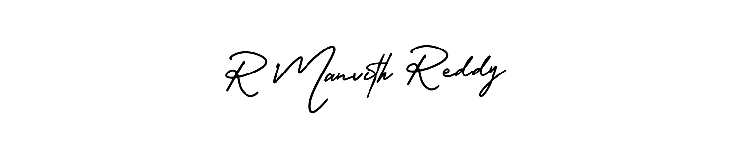 The best way (AmerikaSignatureDemo-Regular) to make a short signature is to pick only two or three words in your name. The name R Manvith Reddy include a total of six letters. For converting this name. R Manvith Reddy signature style 3 images and pictures png