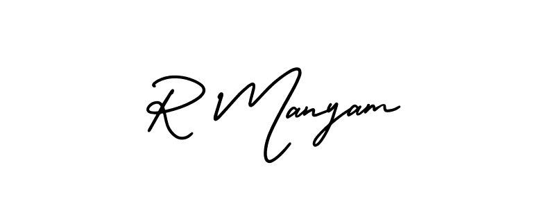Create a beautiful signature design for name R Manyam. With this signature (AmerikaSignatureDemo-Regular) fonts, you can make a handwritten signature for free. R Manyam signature style 3 images and pictures png