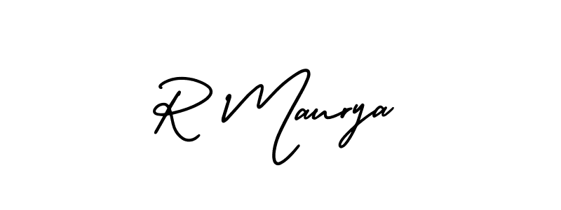 Use a signature maker to create a handwritten signature online. With this signature software, you can design (AmerikaSignatureDemo-Regular) your own signature for name R Maurya. R Maurya signature style 3 images and pictures png