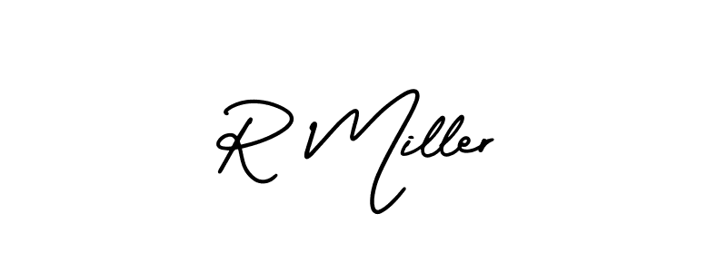 You should practise on your own different ways (AmerikaSignatureDemo-Regular) to write your name (R Miller) in signature. don't let someone else do it for you. R Miller signature style 3 images and pictures png