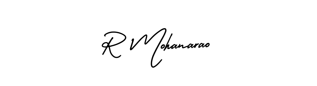 How to make R Mohanarao name signature. Use AmerikaSignatureDemo-Regular style for creating short signs online. This is the latest handwritten sign. R Mohanarao signature style 3 images and pictures png