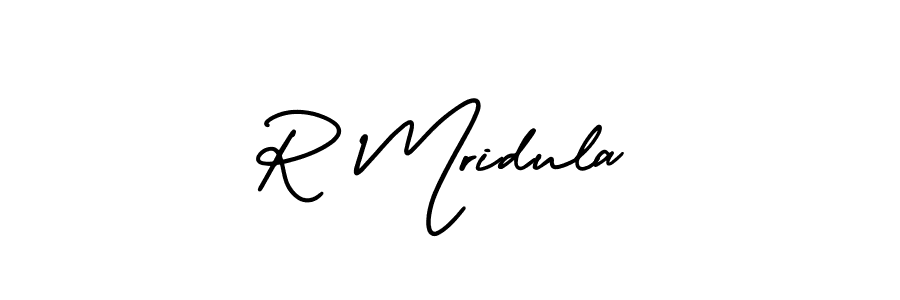 R Mridula stylish signature style. Best Handwritten Sign (AmerikaSignatureDemo-Regular) for my name. Handwritten Signature Collection Ideas for my name R Mridula. R Mridula signature style 3 images and pictures png
