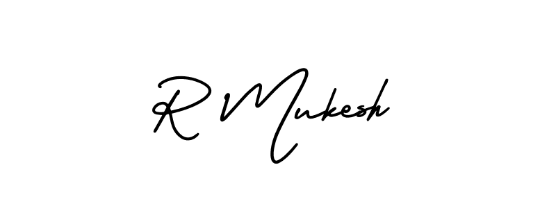 Similarly AmerikaSignatureDemo-Regular is the best handwritten signature design. Signature creator online .You can use it as an online autograph creator for name R Mukesh. R Mukesh signature style 3 images and pictures png