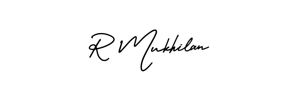 Make a beautiful signature design for name R Mukhilan. With this signature (AmerikaSignatureDemo-Regular) style, you can create a handwritten signature for free. R Mukhilan signature style 3 images and pictures png