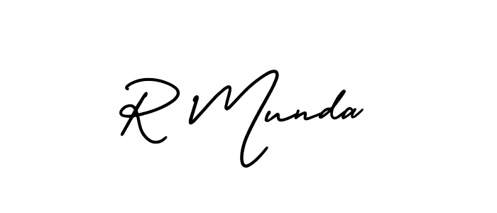 The best way (AmerikaSignatureDemo-Regular) to make a short signature is to pick only two or three words in your name. The name R Munda include a total of six letters. For converting this name. R Munda signature style 3 images and pictures png