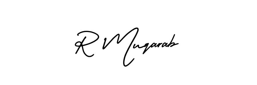Create a beautiful signature design for name R Muqarab. With this signature (AmerikaSignatureDemo-Regular) fonts, you can make a handwritten signature for free. R Muqarab signature style 3 images and pictures png