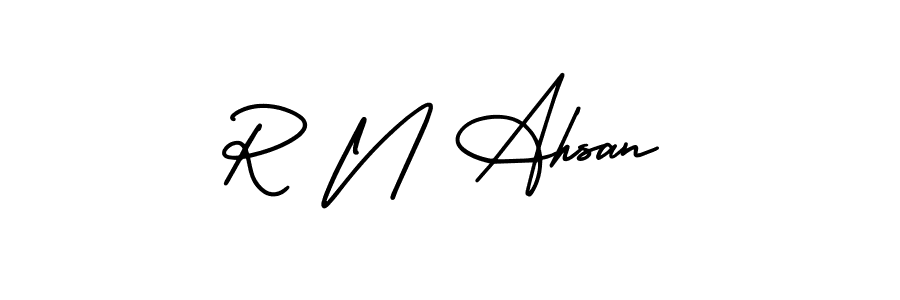 Also we have R N Ahsan name is the best signature style. Create professional handwritten signature collection using AmerikaSignatureDemo-Regular autograph style. R N Ahsan signature style 3 images and pictures png