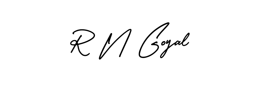 How to make R N Goyal name signature. Use AmerikaSignatureDemo-Regular style for creating short signs online. This is the latest handwritten sign. R N Goyal signature style 3 images and pictures png