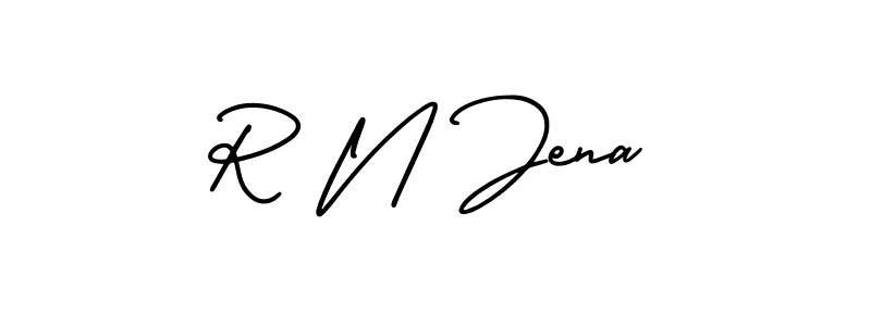 The best way (AmerikaSignatureDemo-Regular) to make a short signature is to pick only two or three words in your name. The name R N Jena include a total of six letters. For converting this name. R N Jena signature style 3 images and pictures png