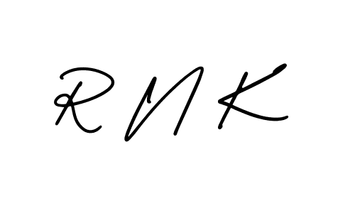 Create a beautiful signature design for name R N K. With this signature (AmerikaSignatureDemo-Regular) fonts, you can make a handwritten signature for free. R N K signature style 3 images and pictures png