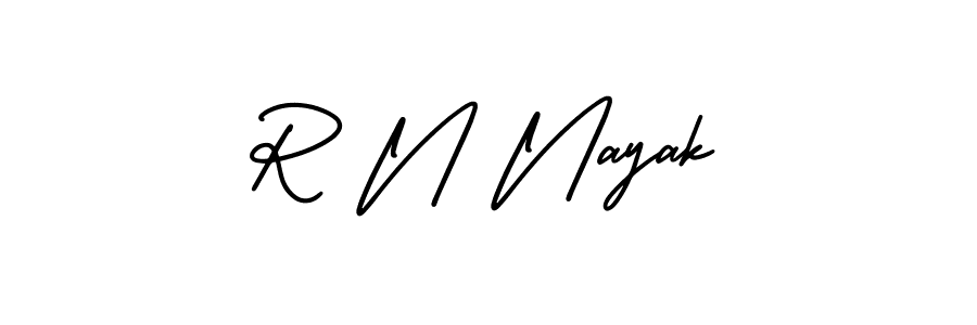 The best way (AmerikaSignatureDemo-Regular) to make a short signature is to pick only two or three words in your name. The name R N Nayak include a total of six letters. For converting this name. R N Nayak signature style 3 images and pictures png