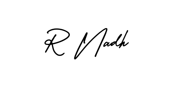 Create a beautiful signature design for name R Nadh. With this signature (AmerikaSignatureDemo-Regular) fonts, you can make a handwritten signature for free. R Nadh signature style 3 images and pictures png