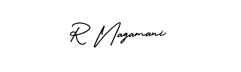 How to make R Nagamani name signature. Use AmerikaSignatureDemo-Regular style for creating short signs online. This is the latest handwritten sign. R Nagamani signature style 3 images and pictures png