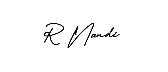 Design your own signature with our free online signature maker. With this signature software, you can create a handwritten (AmerikaSignatureDemo-Regular) signature for name R Nandi. R Nandi signature style 3 images and pictures png