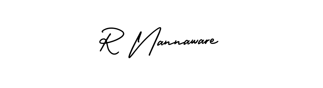 Design your own signature with our free online signature maker. With this signature software, you can create a handwritten (AmerikaSignatureDemo-Regular) signature for name R Nannaware. R Nannaware signature style 3 images and pictures png