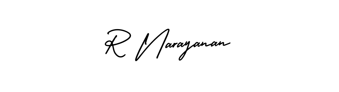 The best way (AmerikaSignatureDemo-Regular) to make a short signature is to pick only two or three words in your name. The name R Narayanan include a total of six letters. For converting this name. R Narayanan signature style 3 images and pictures png