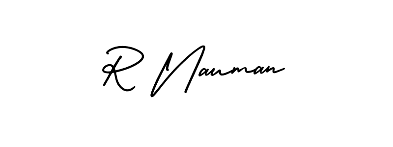 Use a signature maker to create a handwritten signature online. With this signature software, you can design (AmerikaSignatureDemo-Regular) your own signature for name R Nauman. R Nauman signature style 3 images and pictures png