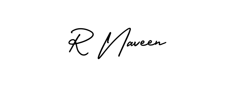 Use a signature maker to create a handwritten signature online. With this signature software, you can design (AmerikaSignatureDemo-Regular) your own signature for name R Naveen. R Naveen signature style 3 images and pictures png