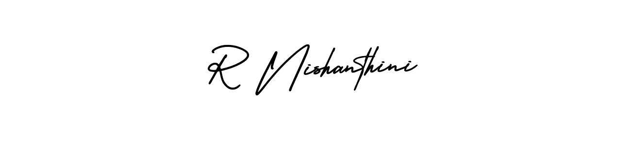 Also You can easily find your signature by using the search form. We will create R Nishanthini name handwritten signature images for you free of cost using AmerikaSignatureDemo-Regular sign style. R Nishanthini signature style 3 images and pictures png