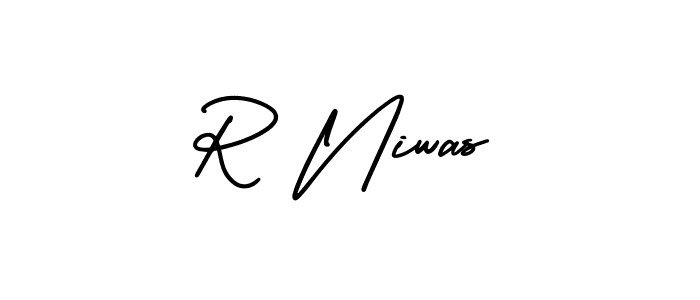 AmerikaSignatureDemo-Regular is a professional signature style that is perfect for those who want to add a touch of class to their signature. It is also a great choice for those who want to make their signature more unique. Get R Niwas name to fancy signature for free. R Niwas signature style 3 images and pictures png