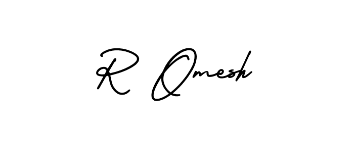 How to make R Omesh signature? AmerikaSignatureDemo-Regular is a professional autograph style. Create handwritten signature for R Omesh name. R Omesh signature style 3 images and pictures png