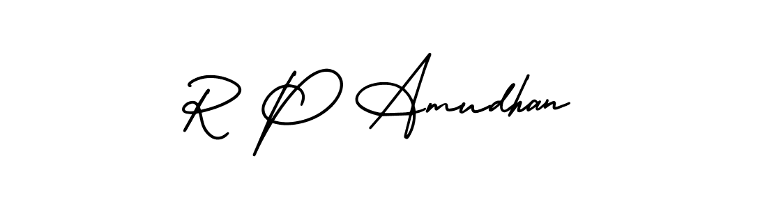 Use a signature maker to create a handwritten signature online. With this signature software, you can design (AmerikaSignatureDemo-Regular) your own signature for name R P Amudhan. R P Amudhan signature style 3 images and pictures png