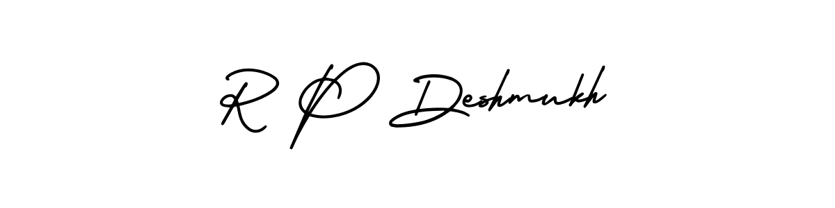 How to make R P Deshmukh name signature. Use AmerikaSignatureDemo-Regular style for creating short signs online. This is the latest handwritten sign. R P Deshmukh signature style 3 images and pictures png