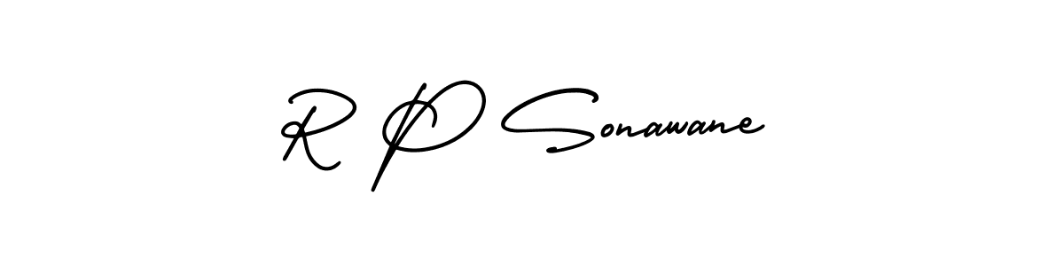 Use a signature maker to create a handwritten signature online. With this signature software, you can design (AmerikaSignatureDemo-Regular) your own signature for name R P Sonawane. R P Sonawane signature style 3 images and pictures png