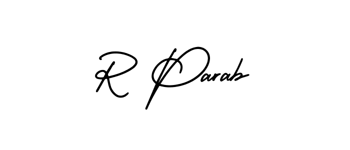 How to make R Parab signature? AmerikaSignatureDemo-Regular is a professional autograph style. Create handwritten signature for R Parab name. R Parab signature style 3 images and pictures png