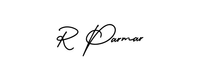 How to make R Parmar name signature. Use AmerikaSignatureDemo-Regular style for creating short signs online. This is the latest handwritten sign. R Parmar signature style 3 images and pictures png