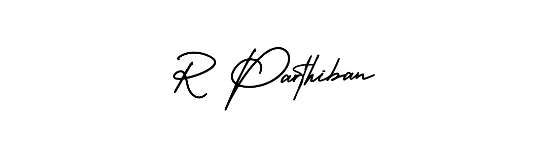 AmerikaSignatureDemo-Regular is a professional signature style that is perfect for those who want to add a touch of class to their signature. It is also a great choice for those who want to make their signature more unique. Get R Parthiban name to fancy signature for free. R Parthiban signature style 3 images and pictures png