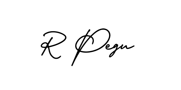 Make a beautiful signature design for name R Pegu. With this signature (AmerikaSignatureDemo-Regular) style, you can create a handwritten signature for free. R Pegu signature style 3 images and pictures png
