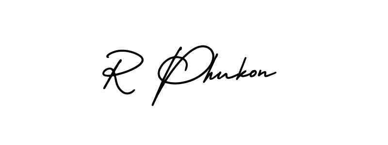 You should practise on your own different ways (AmerikaSignatureDemo-Regular) to write your name (R Phukon) in signature. don't let someone else do it for you. R Phukon signature style 3 images and pictures png