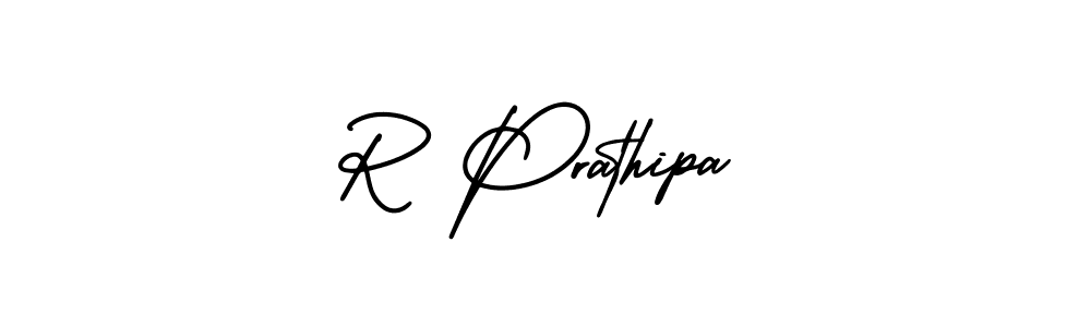 How to make R Prathipa name signature. Use AmerikaSignatureDemo-Regular style for creating short signs online. This is the latest handwritten sign. R Prathipa signature style 3 images and pictures png