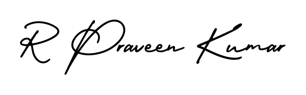 The AmerikaSignatureDemo-Regular font gives name R Praveen Kumar a signature that looks effortless yet distinguished. Download high-res PNG instantly. R Praveen Kumar signature style 3 images and pictures png