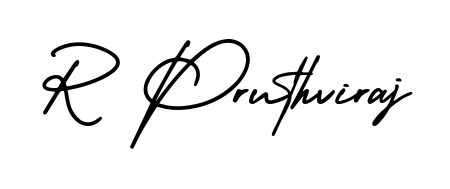 The AmerikaSignatureDemo-Regular lettering style adds unique flourish to name R Pruthviraj. Stand out with a custom digital autograph made in seconds. R Pruthviraj signature style 3 images and pictures png