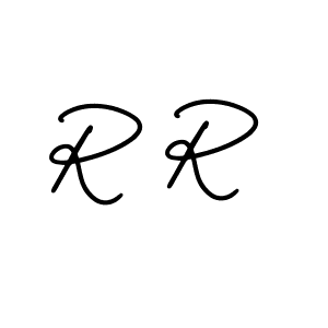 How to make R R name signature. Use AmerikaSignatureDemo-Regular style for creating short signs online. This is the latest handwritten sign. R R signature style 3 images and pictures png