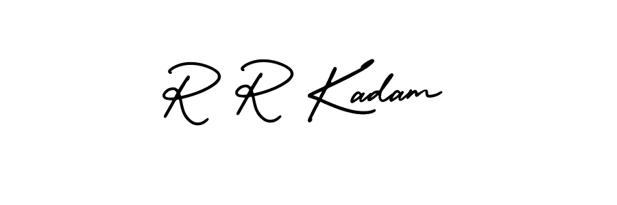 You should practise on your own different ways (AmerikaSignatureDemo-Regular) to write your name (R R Kadam) in signature. don't let someone else do it for you. R R Kadam signature style 3 images and pictures png