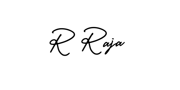 The best way (AmerikaSignatureDemo-Regular) to make a short signature is to pick only two or three words in your name. The name R Raja include a total of six letters. For converting this name. R Raja signature style 3 images and pictures png